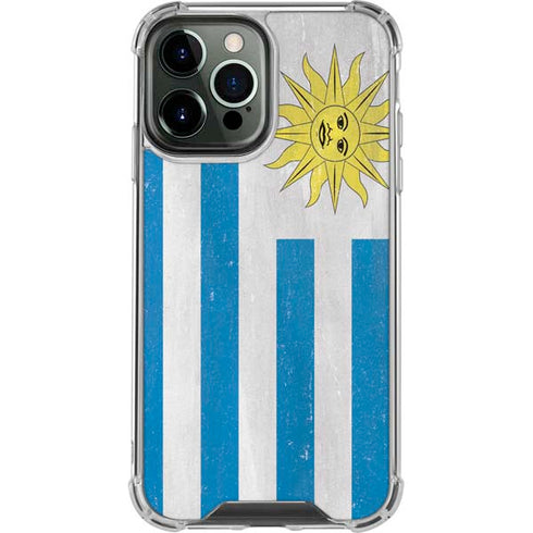 Uraguay Flag Distressed iPhone 14 Pro Max Clear Case